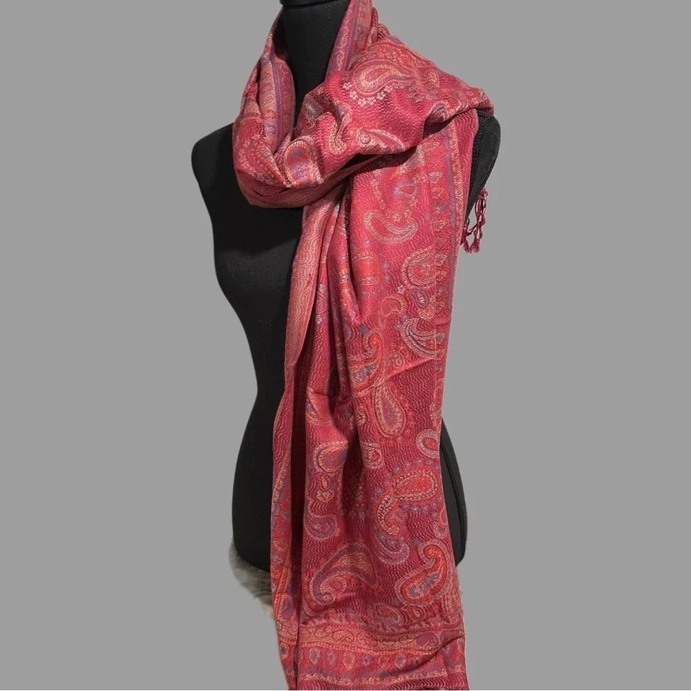 Elegant Shawl in Candy Red - Versatile Wrap, Scarf, Stole, Veil in Soft Rayon